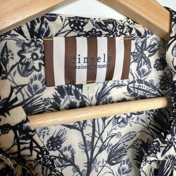 Tinsels Maison Française Women's Floral Print Long Sleeve Button-Down Shirt Sz 2 - Picture 5 of 15